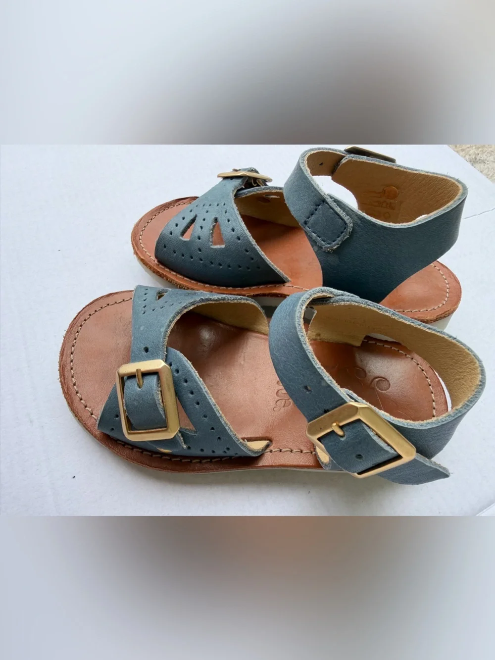 Young Soles Pearl Sandal Ocean Blue Leather Unisex Sandals | EU 23 US 7
